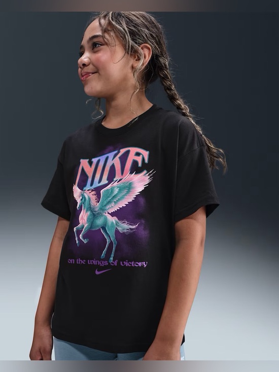 Nike Other - Nike Black Kids Pegasus Graphic Tee with Teal & Pink Print